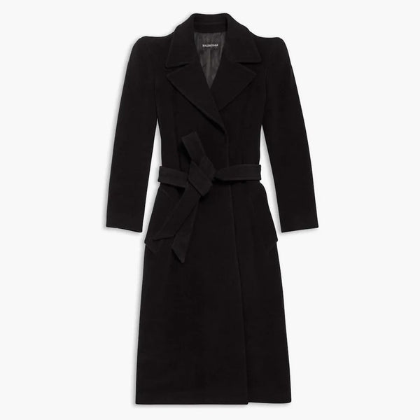 BALENCIAGA Dámské kulaté rameno namontované kabát v černé černé barvě