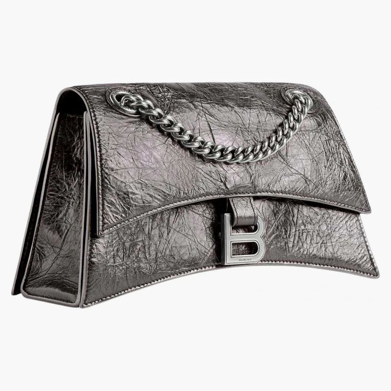 Balenciaga kvinnors kross liten kedjepåse metalliserad mörkgrå