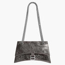 Balenciaga Women's Crush Small Chain Bag Metallized Dark Gray