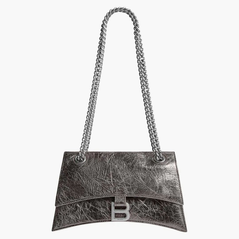 Balenciaga kvinnors kross liten kedjepåse metalliserad mörkgrå