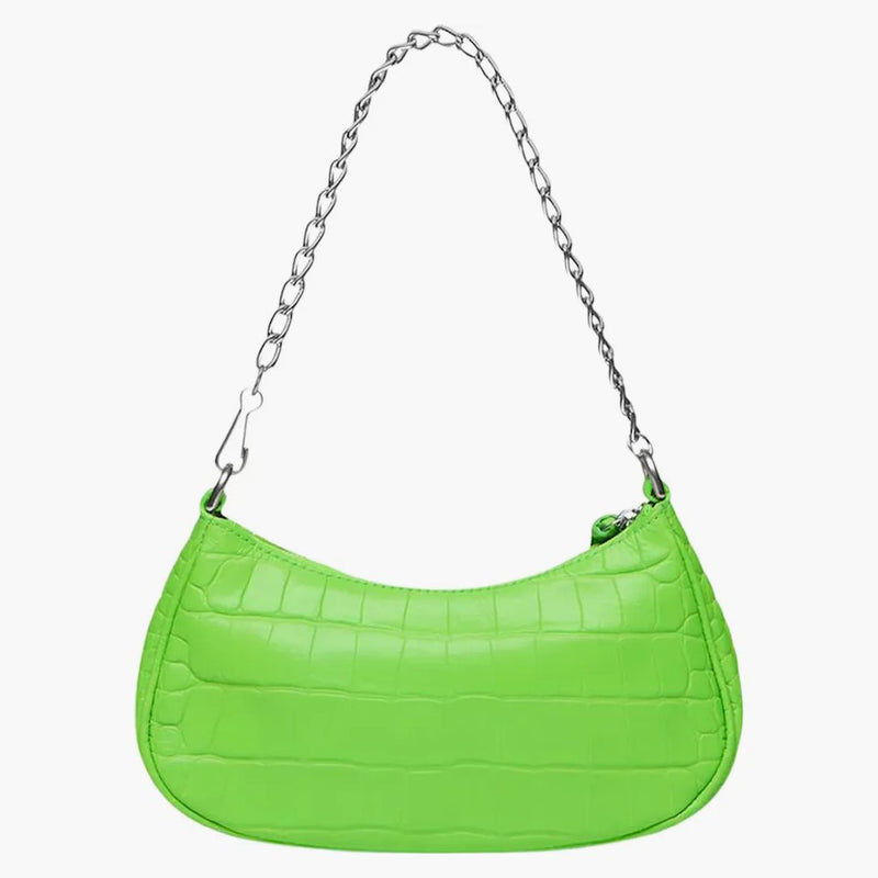Balenciaga Women's Le Cagole Mini Bag with Chain Crocodile Embossed Bright Green