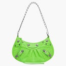 Balenciaga Women's Le Cagole Mini Bag With Chain Crocodile Embossed Bright Green