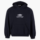Balenciaga Women's 3b Sport Embroidered Hoodie Navy Blue