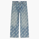 Balenciaga Womens All Over Logo Cropped Denim Trousers Indigo/White