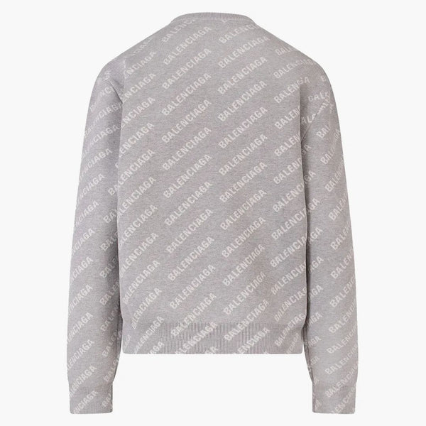 Balenciaga Women's All-Over Logo Motif Svetr šedý
