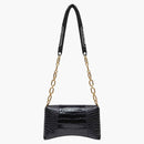 Balenciaga Women's Downtown Shoulder Bag Xs Crocodile Embossed Black