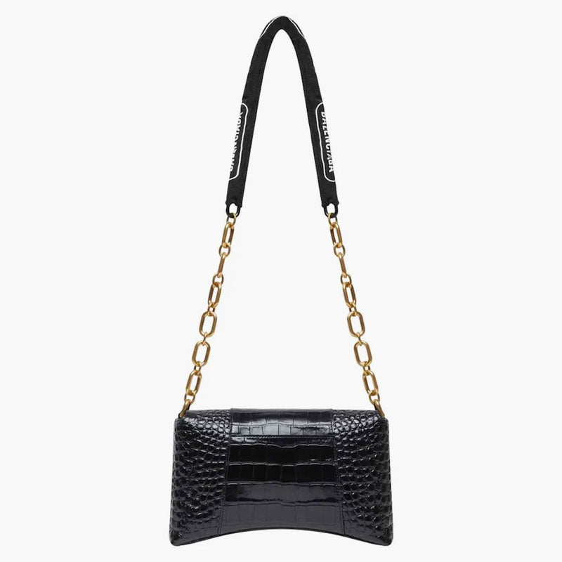 Balenciaga kvinnors centrala axelväska xs krokodil präglad svart