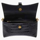 Balenciaga Women's Downtown Shoulder Bag Xs Crocodile Embossed Black