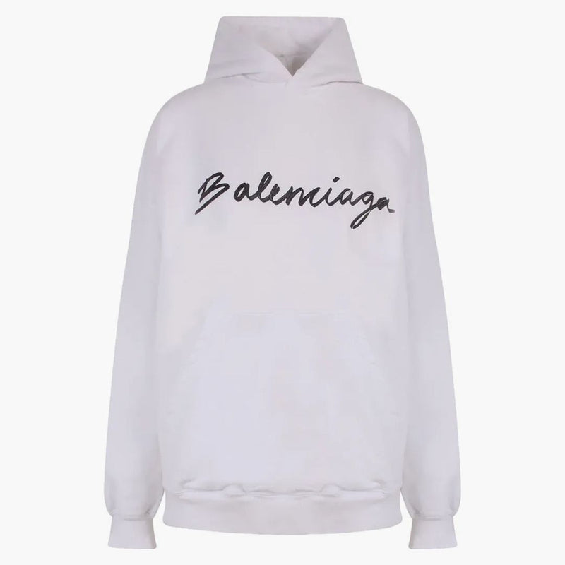 Balenciaga Femenina frontal icónica logotipo sudadera blanca