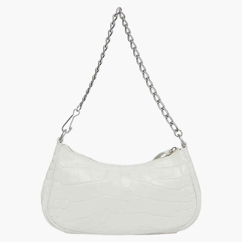 Balenciaga le Cagole mini bolsa con cadena de cocodrilo blanco en relieve