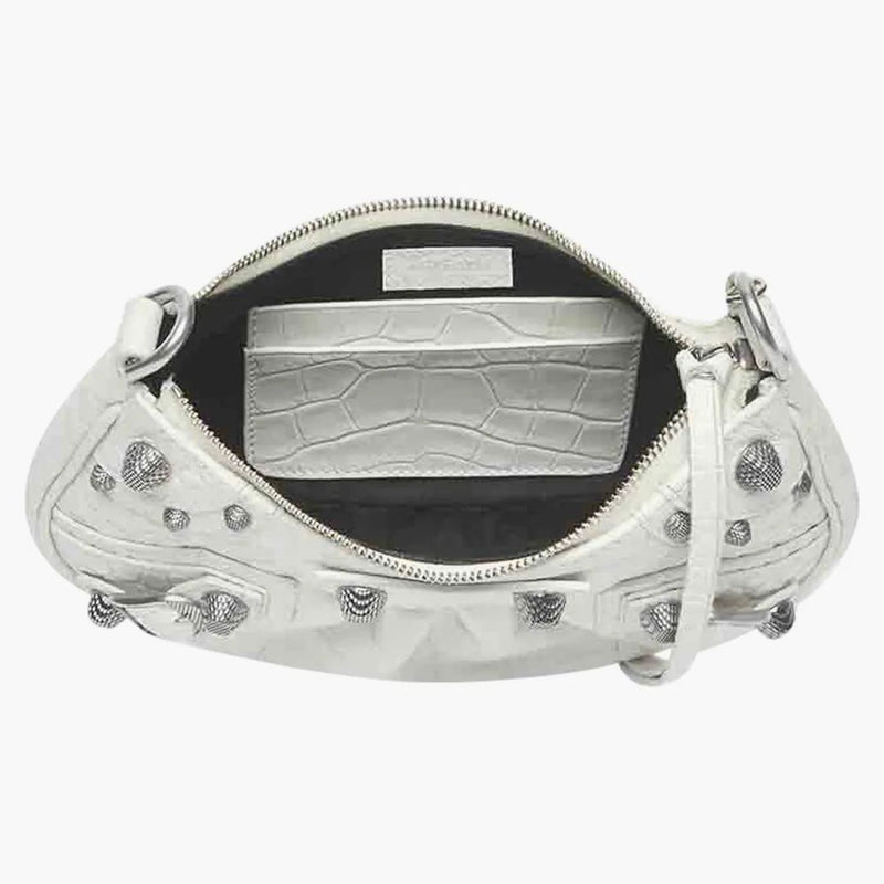 Balenciaga le Cagole mini bolsa con cadena de cocodrilo blanco en relieve