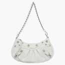 Balenciaga Le Cagole Mini Bag With Chain Crocodile Embossed White