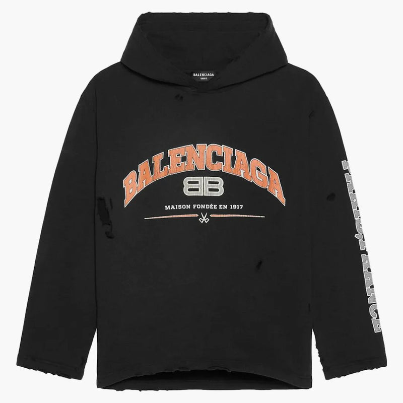 Balenciaga Womens Maison Balenciaga Cropped Hoodie Black/Orange/White