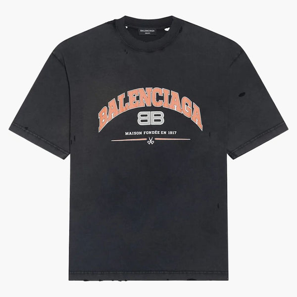Balenciaga Womens Maison Balenciaga Camiseta Medium Fit Black/Orange/White