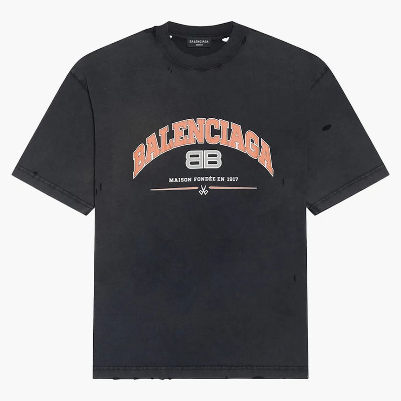 Balenciaga Womens Maison Balenciaga Medium Fit T-Shirt Black/Orange/White