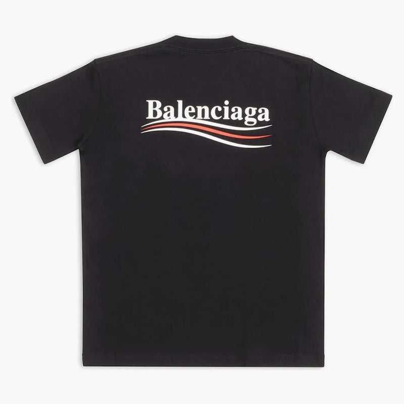 Balenciaga Campaña Política de la Campaña Femenina Pequeña Camiseta Negra
