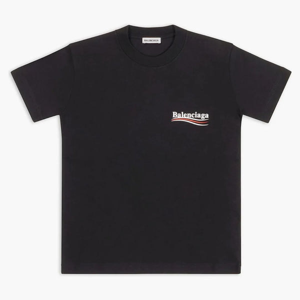 Balenciaga Campaña Política de la Campaña Femenina Pequeña Camiseta Negra