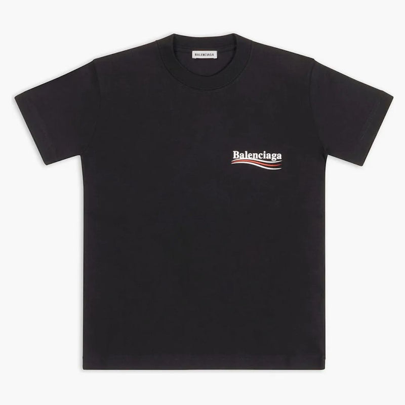 Balenciaga Campaña Política de la Campaña Femenina Pequeña Camiseta Negra