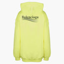 Balenciaga Womens Political Campaign Medium Fit Hooded Sweatshirt Fluo Yellow Black