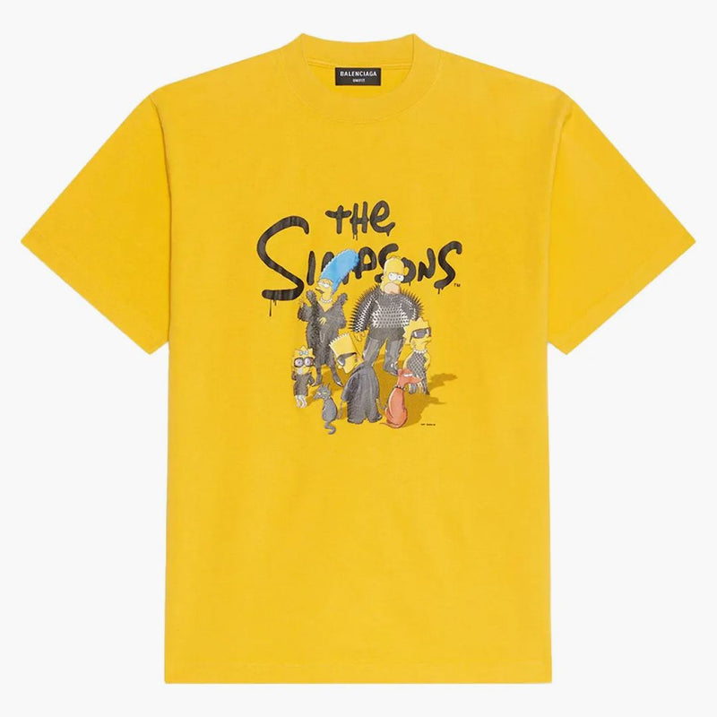 Balenciaga X The Simpsons Womens Small Fit Camiseta Amarillo