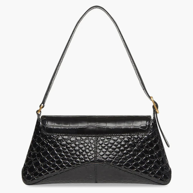 Balenciaga XX Crocodile Embossed Flap Bag Small Black
