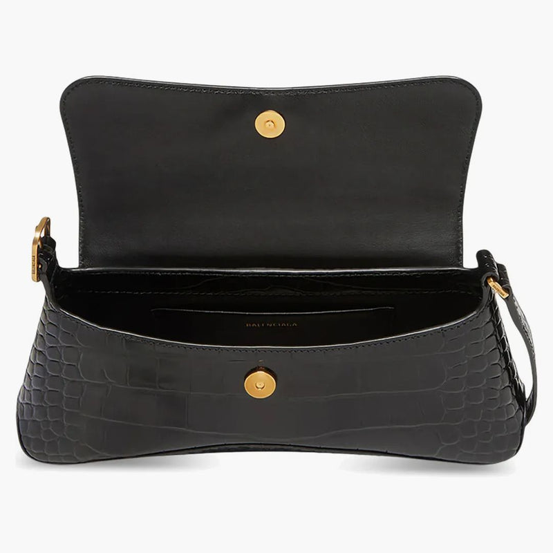 Balenciaga XX Crocodile Embossed Flap Bag Small Black