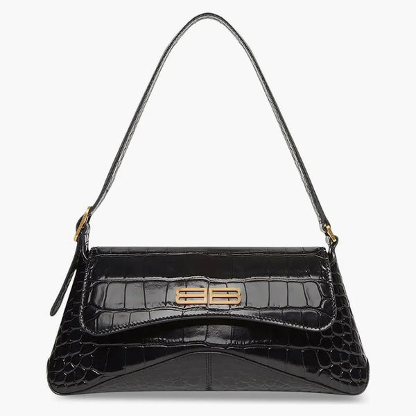 Balenciaga XX Crocodile Embossed Flap Bag Small Black