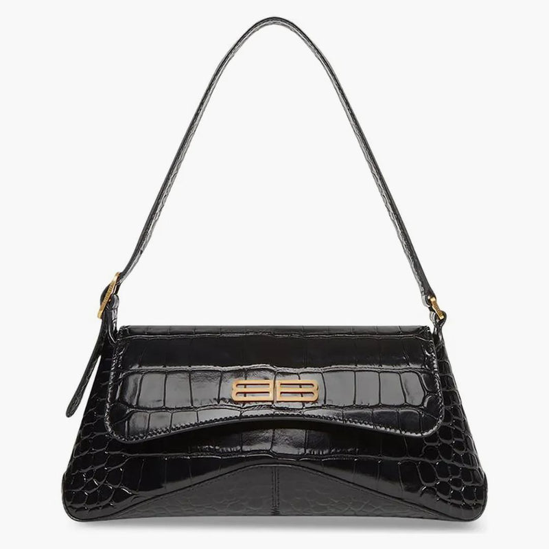 Balenciaga XX Crocodile Embossed Flap Bag Small Black