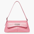 Balenciaga XX Crocodile Embossed Flap Bag Small Pink