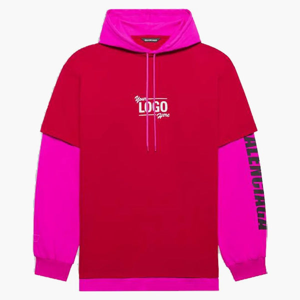 Balenciaga tu logotipo aquí camiseta con capucha Raspberry/White