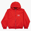 Balenciaga x Under Armour Zip-Up Hoodie Pravidelné fit červené/bílé