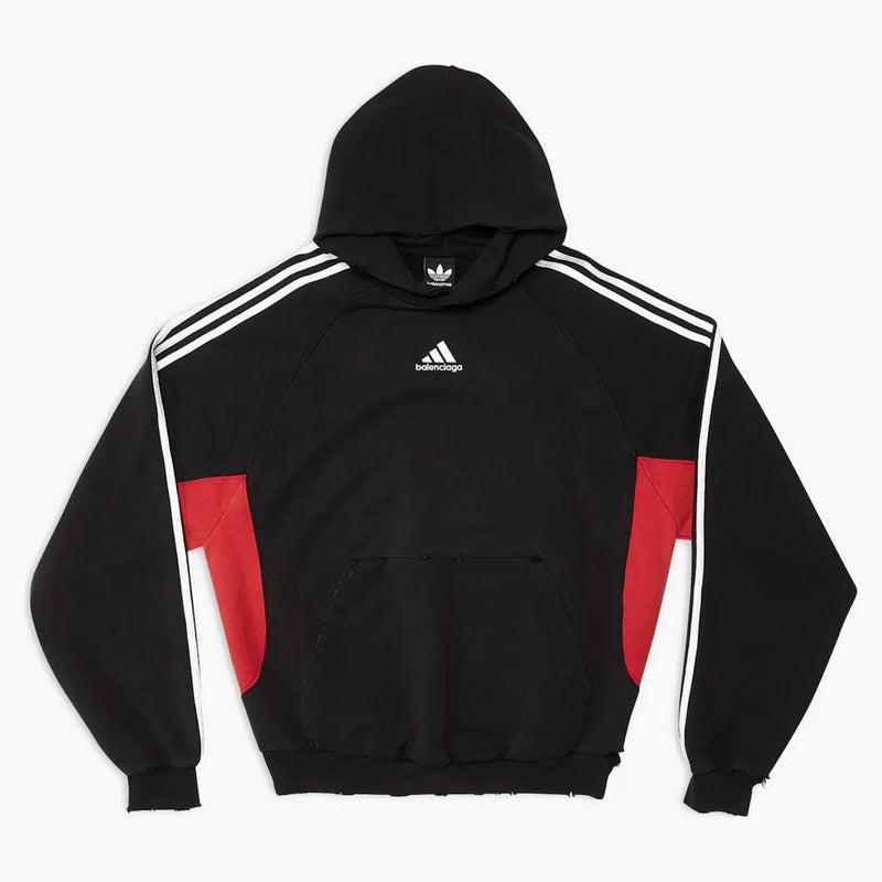 Balenciaga x Adidas La pequeña sudadera con capucha de fits para mujeres Black Red