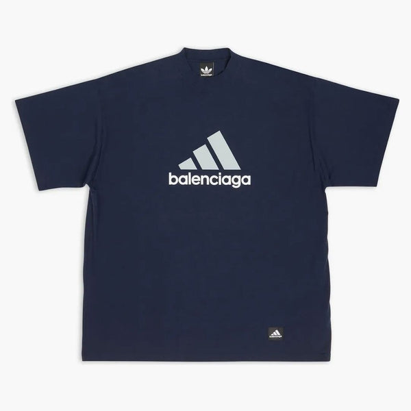 Balenciaga x adidas camiseta de gran tamaño azul marino