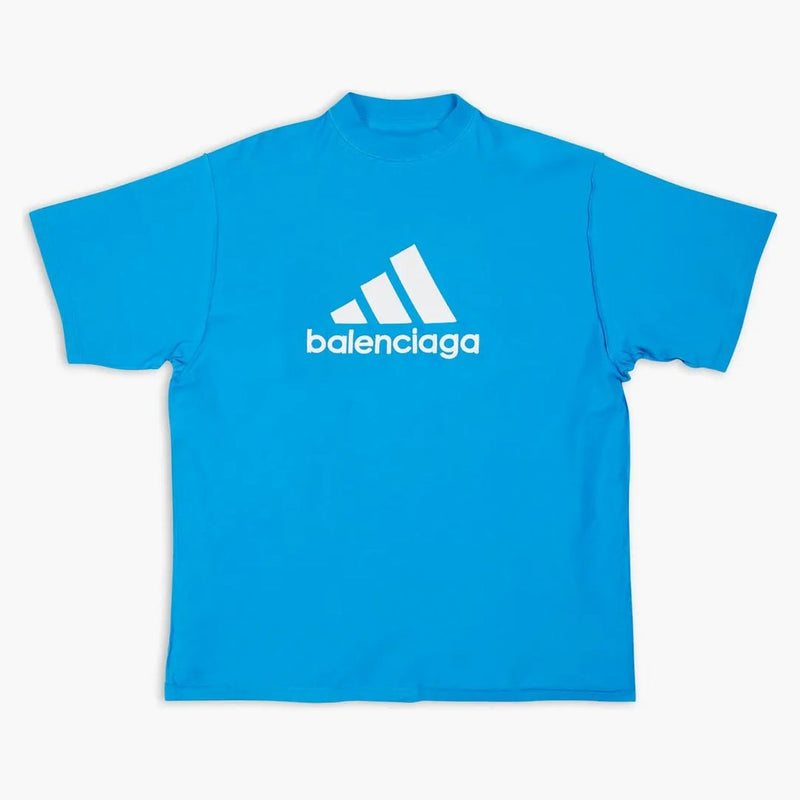 Balenciaga x adidas camiseta unisex de gran tamaño azul