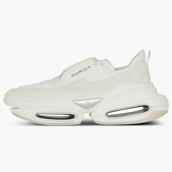 Balmain B-Bold Low-Top White Suede
