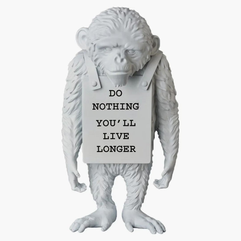 Banksy Brandalism Monkey Sign Figure White