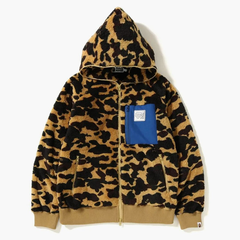 BAPE 1st Camo Boa ancho con sudadera con sudadera amarilla con cremallera completa