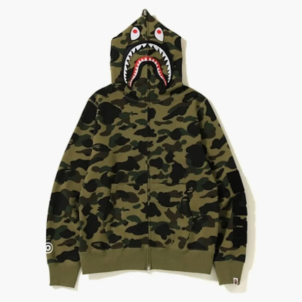 Bape 1st Camo Detachable Shark Hoodie Green