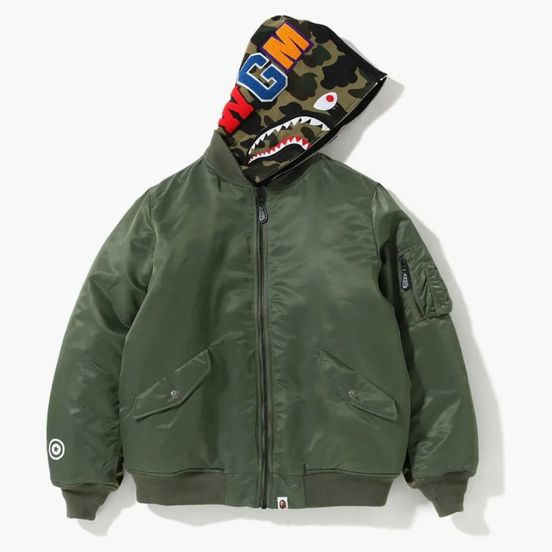 Bape 1st Camo Shark Hoodie Ma-2 Olive