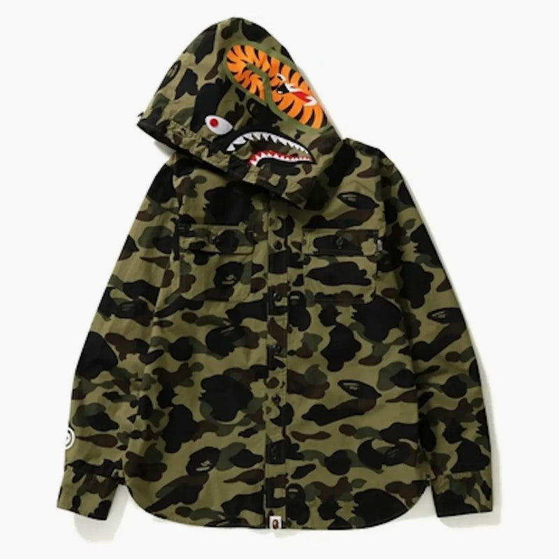 BAPE 1st Camo Shark Shark Hoodie Shirt Green Camo