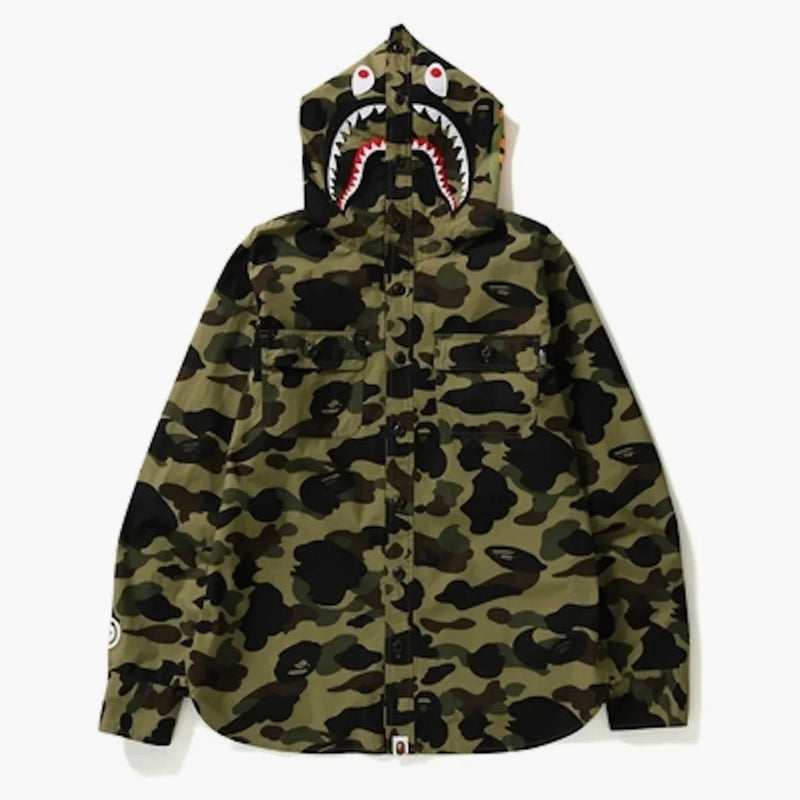 BAPE 1st Camo Shark Shark Hoodie Shirt Green Camo
