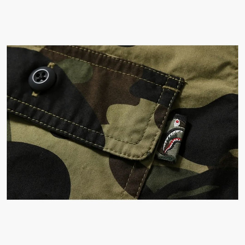 BAPE 1st Camo Shark Shark Hoodie Shirt Green Camo