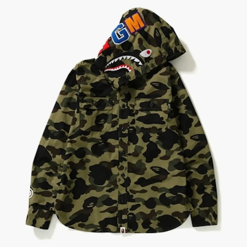 BAPE 1st Camo Shark Shark Hoodie Shirt Green Camo