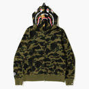 BAPE 1st Camo Shark Wide Full Zip Double Hoodie Green