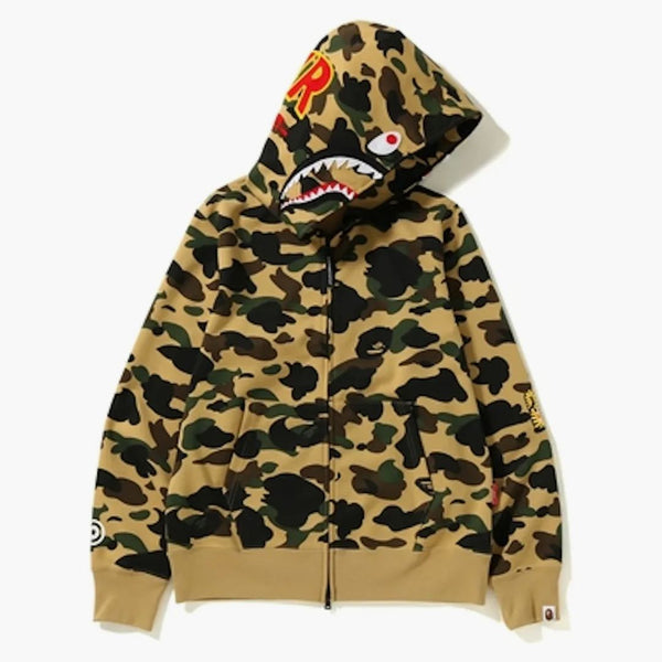 Bape 1st Camo Windstopper Ponr Shark Full Zip Hoodie Yellow