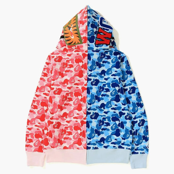 Bape ABC samostatný žralok plný zip mikina modrá/růžová