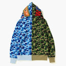 Bape ABC samostatný žralok plný zip mikina zelená/modrá