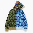 Bape ABC samostatný žralok plný zip mikina zelená/modrá