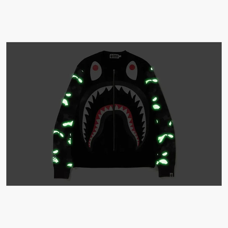 Bape Metal Zip Big Shark Wide Neweck Black