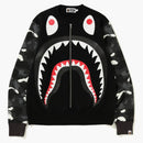 Bape Metal Zip Big Shark Wide Crewneck Black